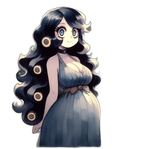 dress, hair, crown, flower, concept art, watercolor, anime, pixel art transparent PNG cut-out