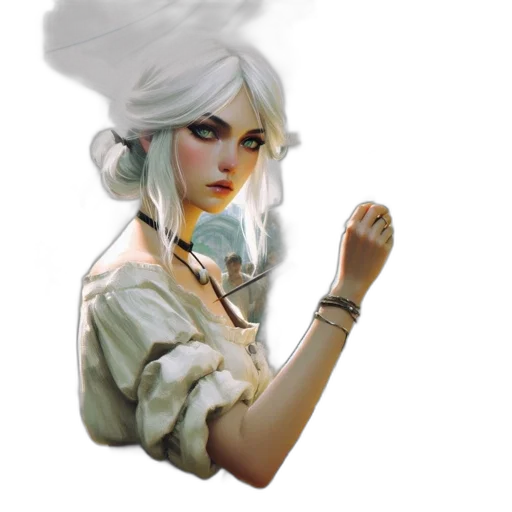 staff, jewelry, face, dress, fantasy art, concept art, photorealistic, oil painting transparent PNG cut-out