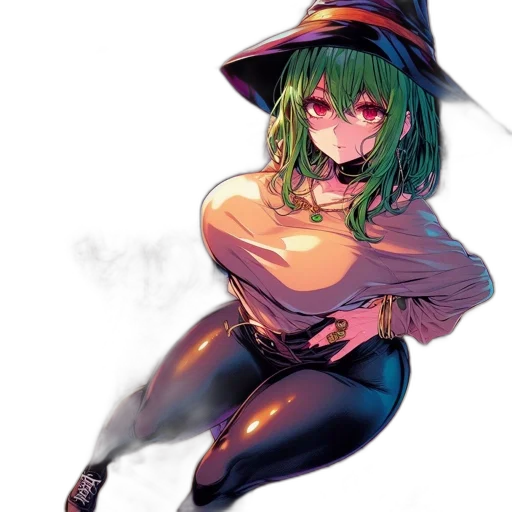 hat, dress, staff, mask, fantasy art, anime, pixel art, concept art transparent PNG cut-out