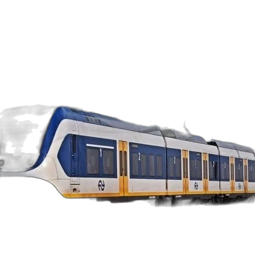 3d render, photorealistic, concept art, modern, electric, train, blue, white transparent PNG cut-out
