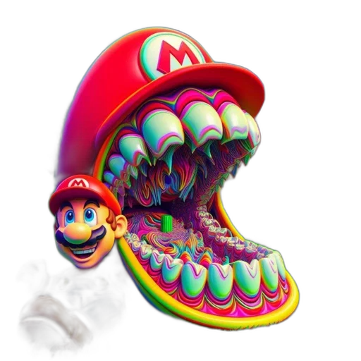 mask, hat, creature, shoes, 3d render, concept art, vaporwave, pixel art transparent PNG cut-out