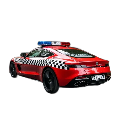 car, 3d render, concept art, red, police, checkered, pattern, hood transparent PNG cut-out