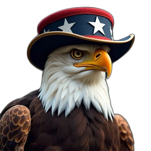 hat, animal, staff, photorealistic, concept art, pixel art, american, eagle transparent PNG cut-out