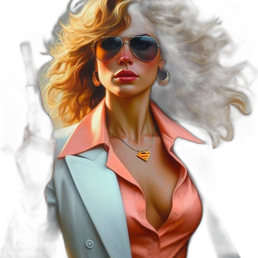 jacket, face, concept art, comic book art, photorealistic, fantasy art, fire, neon lights transparent PNG cut-out