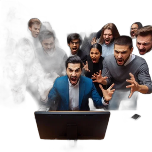 concept art, office, scene, portrays, group, individuals, reacting, collectively transparent PNG cut-out