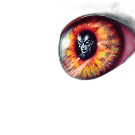 mask, face, creature, comic book art, watercolor, concept art, fantasy art, fire transparent PNG cut-out