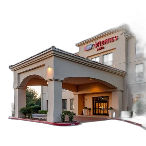 building, 3d render, photorealistic, holiday, inn, express, hotel, thousand transparent PNG cut-out