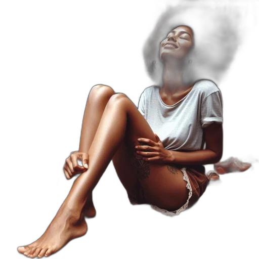 photorealistic, concept art, oil painting, fog, woman, relaxes, amidst, serene transparent PNG cut-out