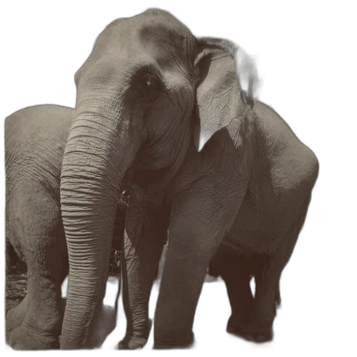 animal, creature, photorealistic, 3d render, concept art, two, elephants, standing transparent PNG cut-out