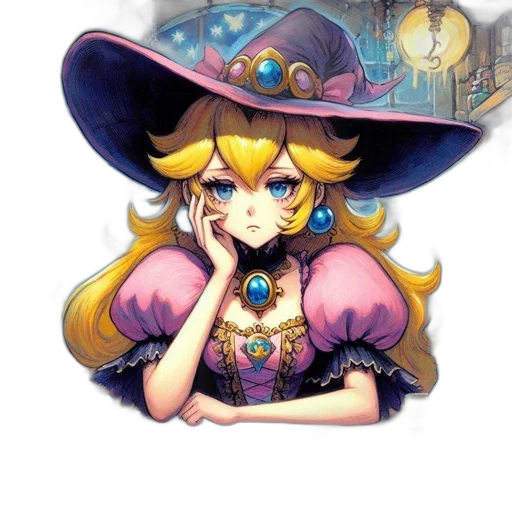 hat, staff, dress, crown, concept art, pixel art, fantasy art, watercolor transparent PNG cut-out