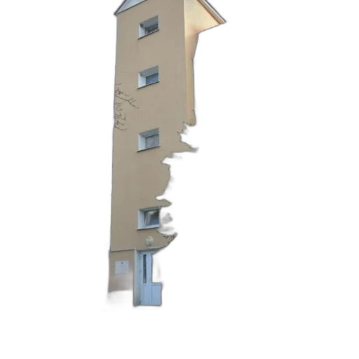 building, furniture, umbrella, staff, 3d render, concept art, photorealistic, multi-story transparent PNG cut-out