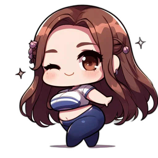 staff, anime, cartoon, pixel art, vaporwave, chibi-styled, illustration, female transparent PNG cut-out