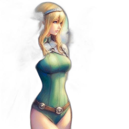 dress, hat, fantasy art, concept art, 3d render, photorealistic, green, blue transparent PNG cut-out