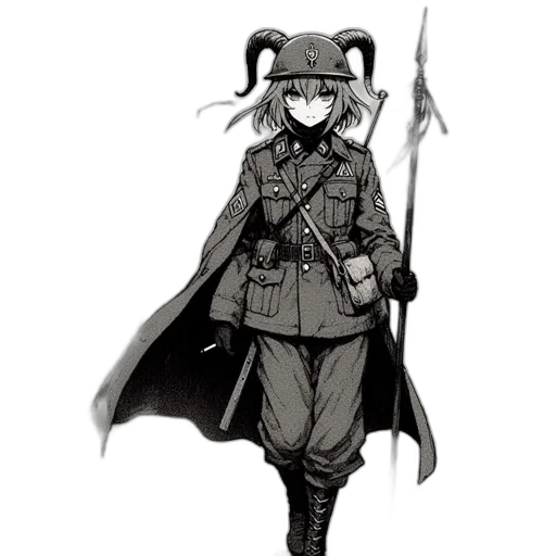 staff, weapon, hat, jacket, concept art, anime, fantasy art, comic book art transparent PNG cut-out