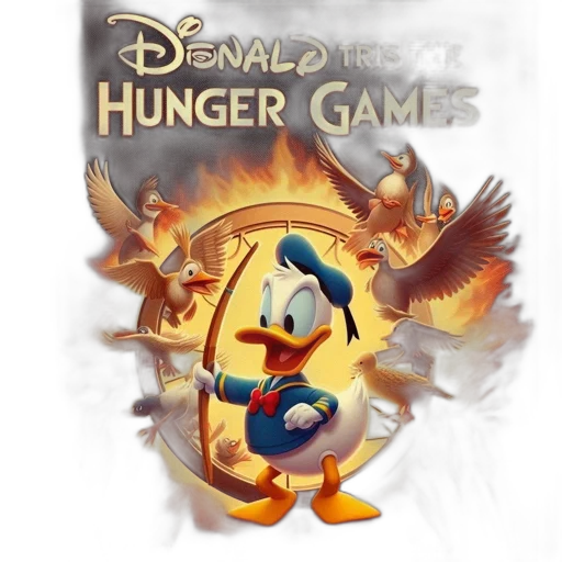 concept art, parody, book, cover, combines, donald, duck, hunger transparent PNG cut-out