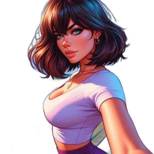dress, comic book art, concept art, fantasy art, cartoon, neon lights, pastel, colorful transparent PNG cut-out