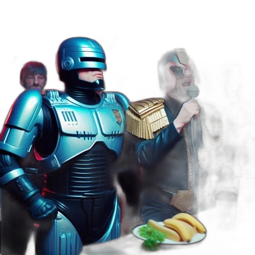 robot, food, concept art, comic book art, 3d render, pixel art, outer space, blue transparent PNG cut-out