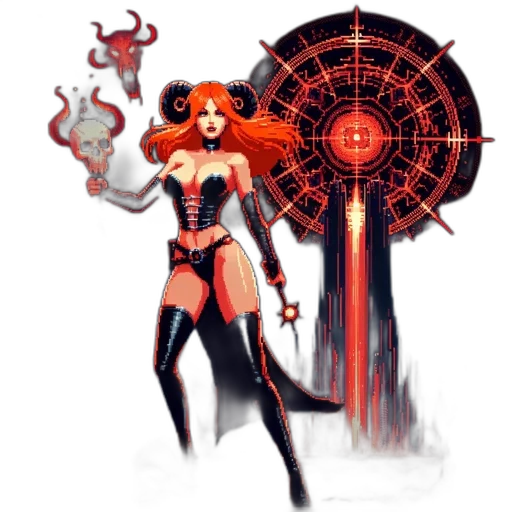staff, concept art, comic book art, pixel art, fantasy art, fire, red, moonlit transparent PNG cut-out