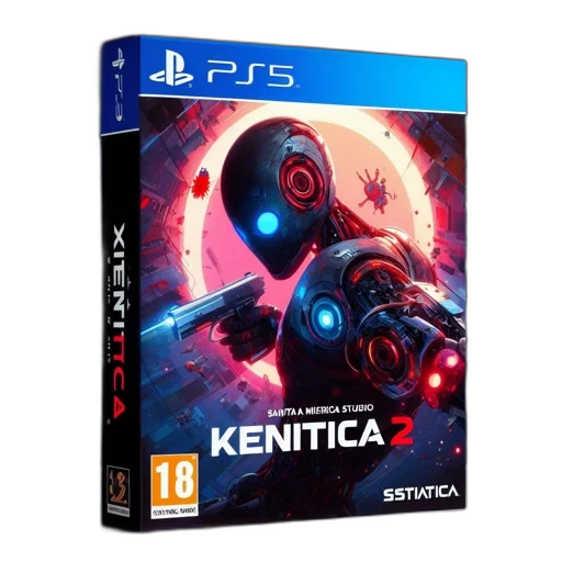 3d render, concept art, playstation, cover, shows, robotic, character, named transparent PNG cut-out