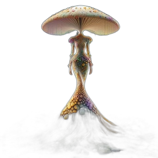 umbrella, dress, hat, crown, concept art, fantasy art, 3d render, photorealistic transparent PNG cut-out