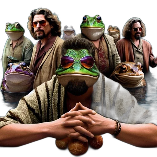 mask, creature, concept art, photorealistic, group, human, figures, frog transparent PNG cut-out