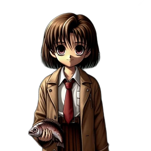 staff, jacket, weapon, face, pixel art, anime, concept art, photorealistic transparent PNG cut-out