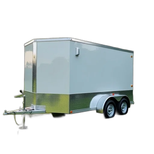 3d render, trailer, all, aluminum, chassis, lawn transparent PNG cut-out