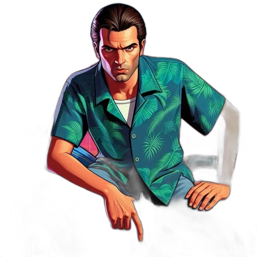 jacket, face, concept art, comic book art, pixel art, photorealistic, neon lights, green transparent PNG cut-out
