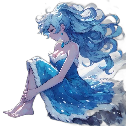 dress, crown, creature, watercolor, concept art, pixel art, fantasy art, underwater transparent PNG cut-out