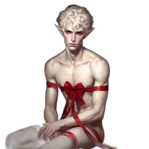 creature, concept art, fantasy art, pixel art, photorealistic, red, elven, figure transparent PNG cut-out