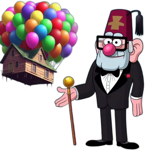 staff, hat, building, cartoon, concept art, 3d render, pixel art, character transparent PNG cut-out