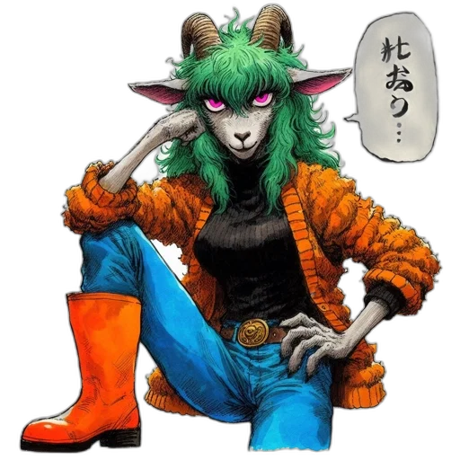 jacket, animal, creature, staff, concept art, fantasy art, pixel art, anime transparent PNG cut-out