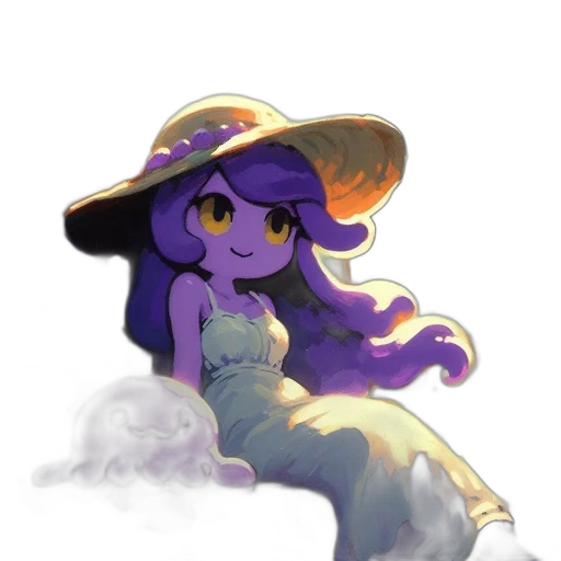 hat, staff, creature, dress, watercolor, pixel art, concept art, anime transparent PNG cut-out