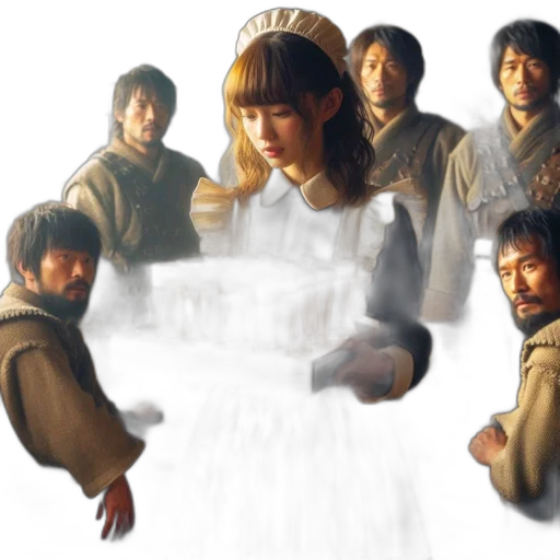 staff, jacket, sword, concept art, fantasy art, photorealistic, oil painting, snow transparent PNG cut-out