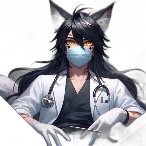 staff, mask, anime, concept art, pixel art, fantasy art, monochrome, blue transparent PNG cut-out
