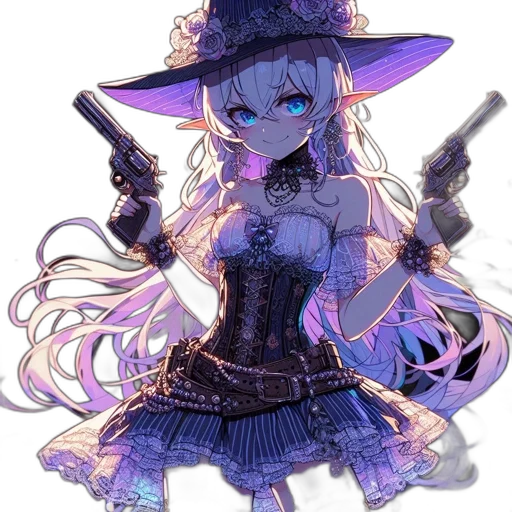 staff, weapon, hat, dress, fantasy art, anime, concept art, pixel art transparent PNG cut-out