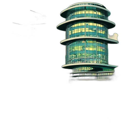 building, 3d render, concept art, photorealistic, pixel art, futuristic, setting, towering transparent PNG cut-out