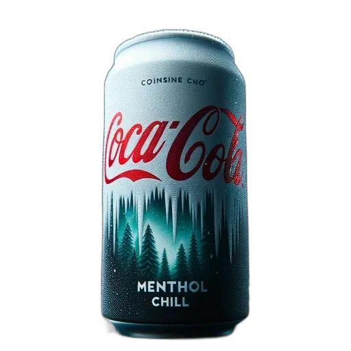 bottle, food, photorealistic, 3d render, coca-cola, can, mint, flavor transparent PNG cut-out