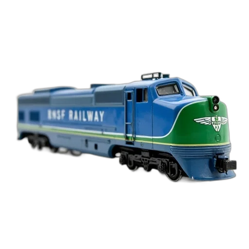 3d render, photorealistic, concept art, green, blue, model, train, words transparent PNG cut-out