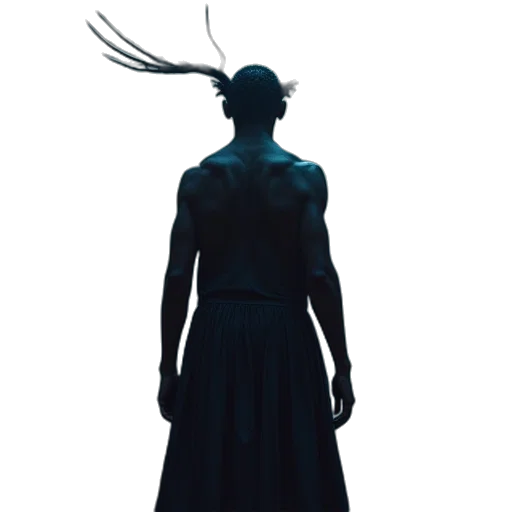 dress, hair, staff, creature transparent PNG cut-out