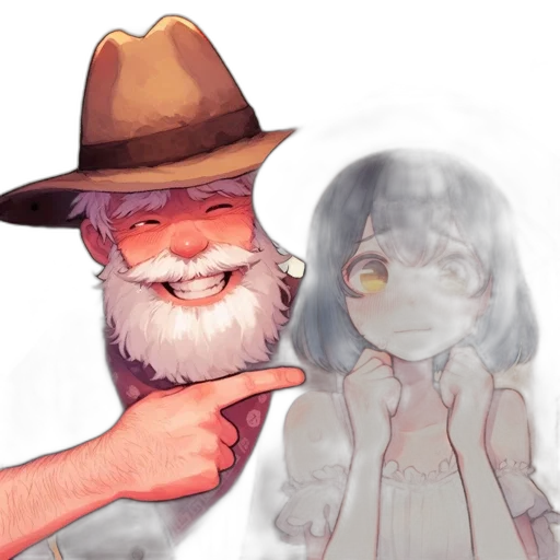 hat, staff, mask, creature, concept art, anime, pixel art, watercolor transparent PNG cut-out