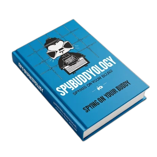 cyberpunk, blue, book, title, spybuddyology, cover, featuring, stylized transparent PNG cut-out