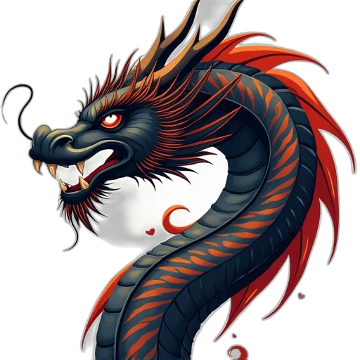 dragon, staff, creature, fantasy art, concept art, photorealistic, pixel art, red transparent PNG cut-out