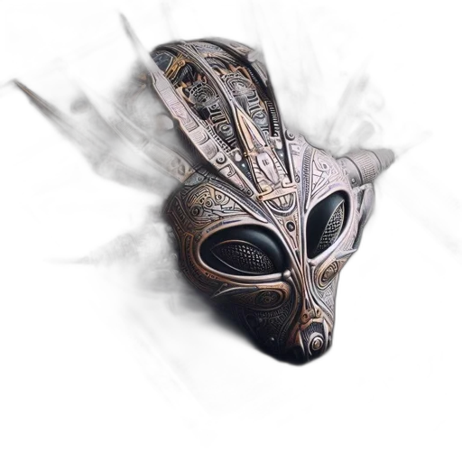 mask, face, dragon, creature, concept art, fantasy art, photorealistic, 3d render transparent PNG cut-out