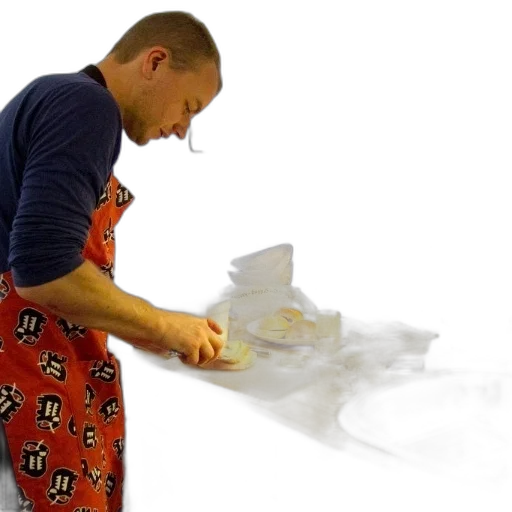 snow, fog, man, apron, preparing, food, kitchen, blue transparent PNG cut-out