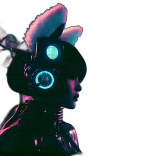 robot, mask, crown, creature, cyberpunk, concept art, 3d render, vaporwave transparent PNG cut-out