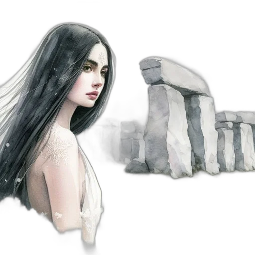 dress, hair, face, creature, fantasy art, concept art, watercolor, photorealistic transparent PNG cut-out