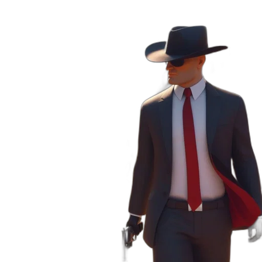 hat, staff, jacket, concept art, 3d render, photorealistic, comic book art, red transparent PNG cut-out