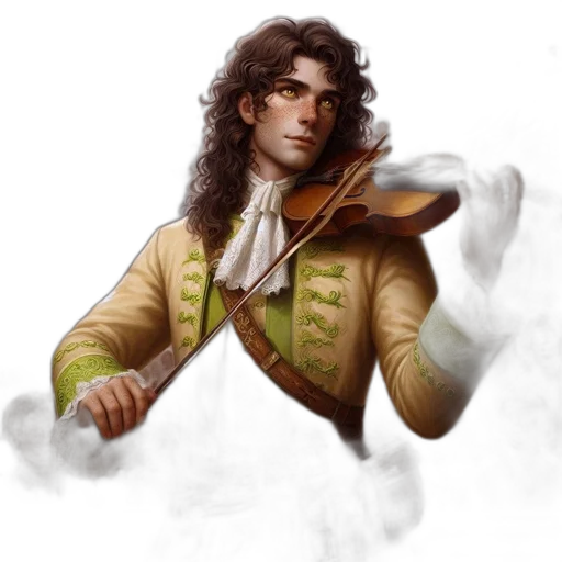 staff, fantasy art, concept art, photorealistic, oil painting, young, man, plays transparent PNG cut-out