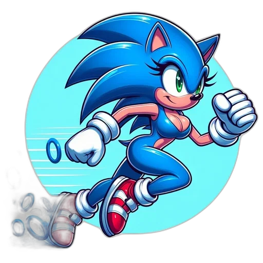 pixel art, concept art, 3d render, comic book art, blue, stylized, female, sonic transparent PNG cut-out